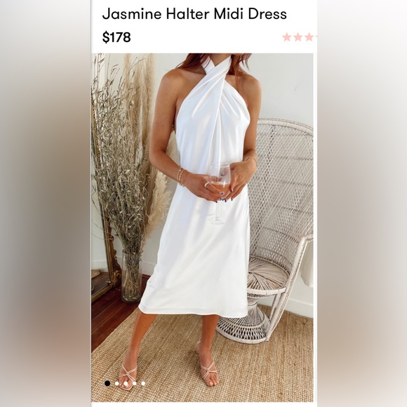 Show Me Your Mumu Jasmine Halter White Satin Midi - Picture 1 of 7
